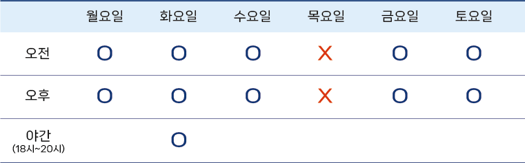 김철준 원장 진료 시간표