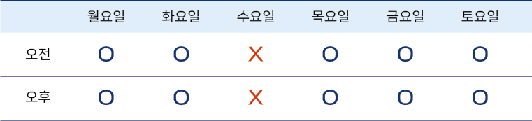 문동규 원장 진료 시간표