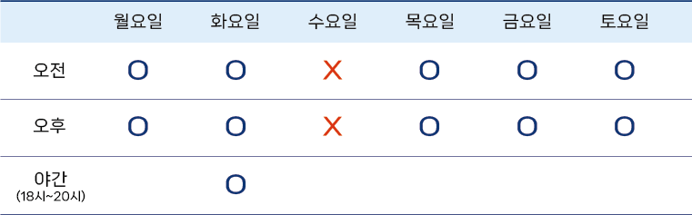 우성종 원장 진료 시간표